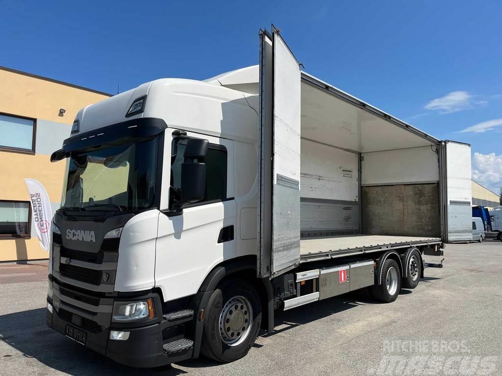 Scania G500 6x2 EURO 6 + RETARDER + SIDE OPENING + FULL A Фургони