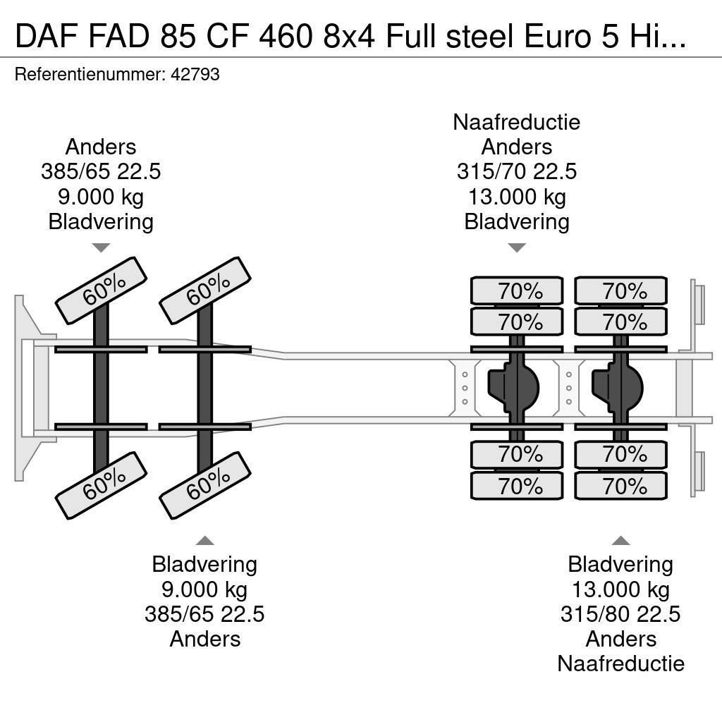 DAF FAD 85 CF 460 8x4 Full steel Euro 5 Hiab 20 Tonmet Вантажівки з гаковим підйомом