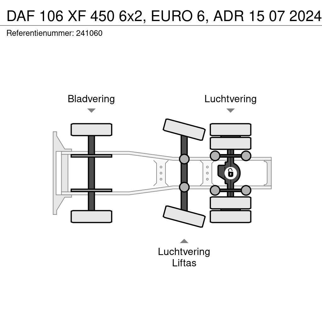 DAF 106 XF 450 6x2, EURO 6, ADR 15 07 2024 Тягачі