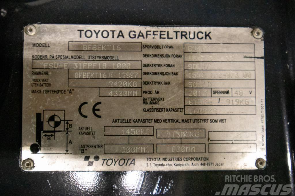 Toyota 8FBEKT16, välutrustad motviktstruck m nytt batteri Електронавантажувачі