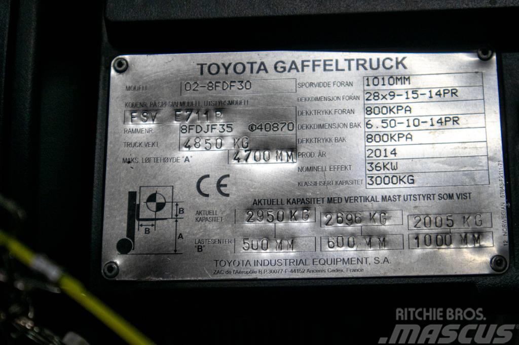 Toyota 02-8FDF30,dieselmotviktstruck med 4700 mm lyfthöjd Дизельні навантажувачі