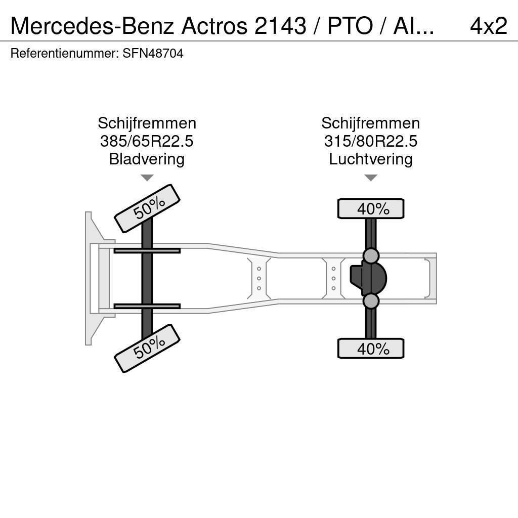 Mercedes-Benz Actros 2143 / PTO / AIRCO/ 10 ton vooras Тягачі