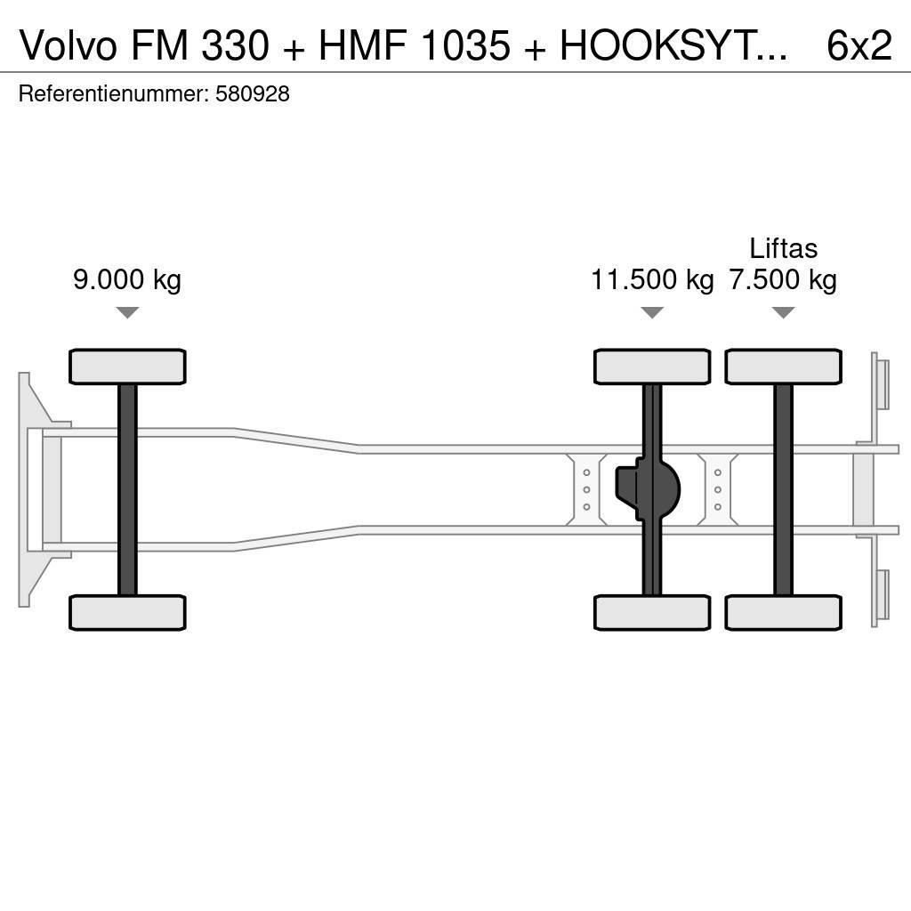 Volvo FM 330 + HMF 1035 + HOOKSYTEM HYVA + EURO 5 + 6X2 Вантажівки з гаковим підйомом