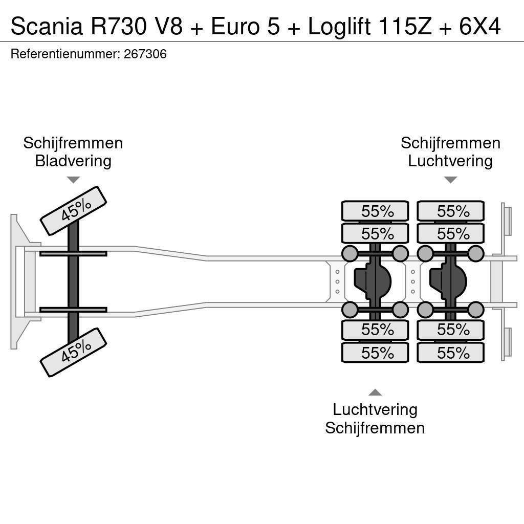 Scania R730 V8 + Euro 5 + Loglift 115Z + 6X4 Вантажівки-платформи/бокове розвантаження