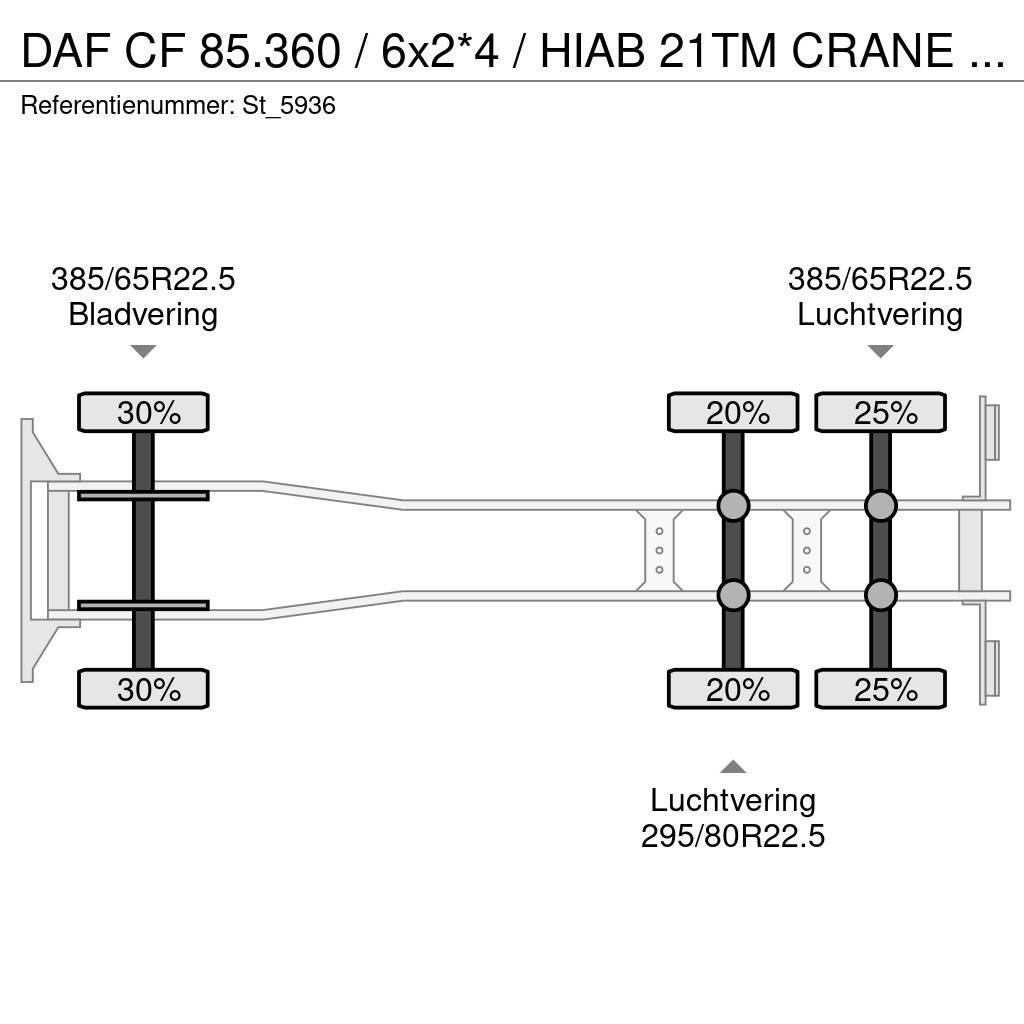 DAF CF 85.360 / 6x2*4 / HIAB 21TM CRANE / VDL HOOKLIFT Автокрани