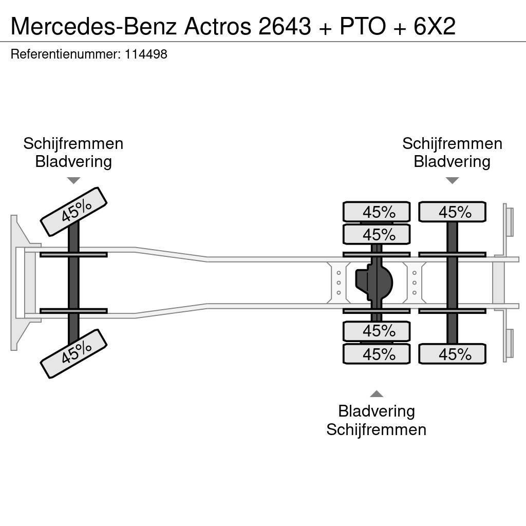 Mercedes-Benz Actros 2643 + PTO + 6X2 Вантажівки-платформи/бокове розвантаження