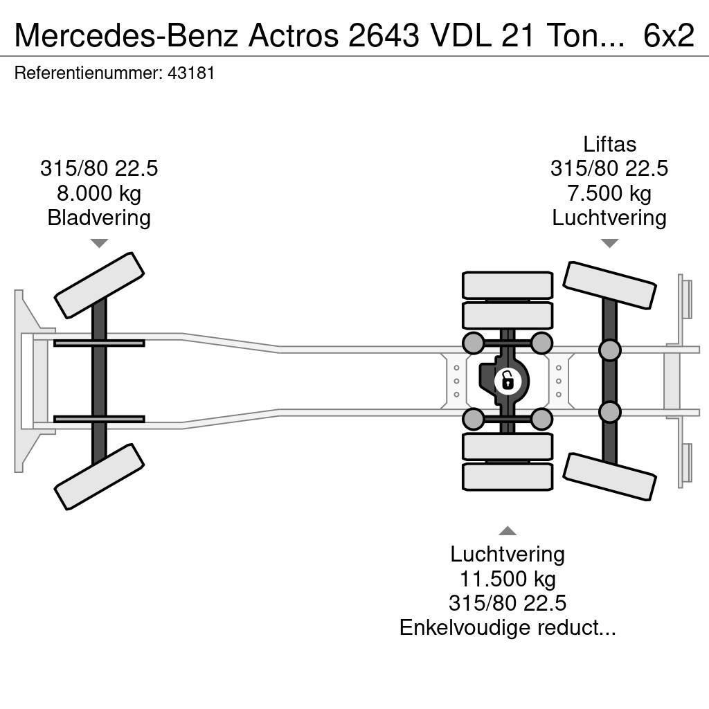 Mercedes-Benz Actros 2643 VDL 21 Ton haakarmsysteem Вантажівки з гаковим підйомом