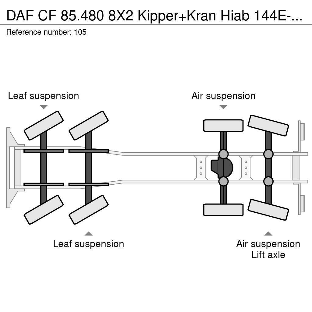 DAF CF 85.480 8X2 Kipper+Kran Hiab 144E-3 PRO Автокрани