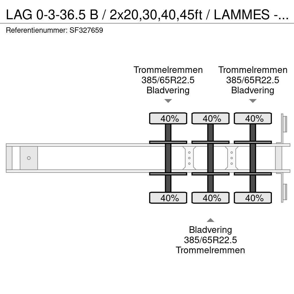 LAG 0-3-36.5 B / 2x20,30,40,45ft / LAMMES - BLAT - SPR Напівпричепи для перевезення контейнерів