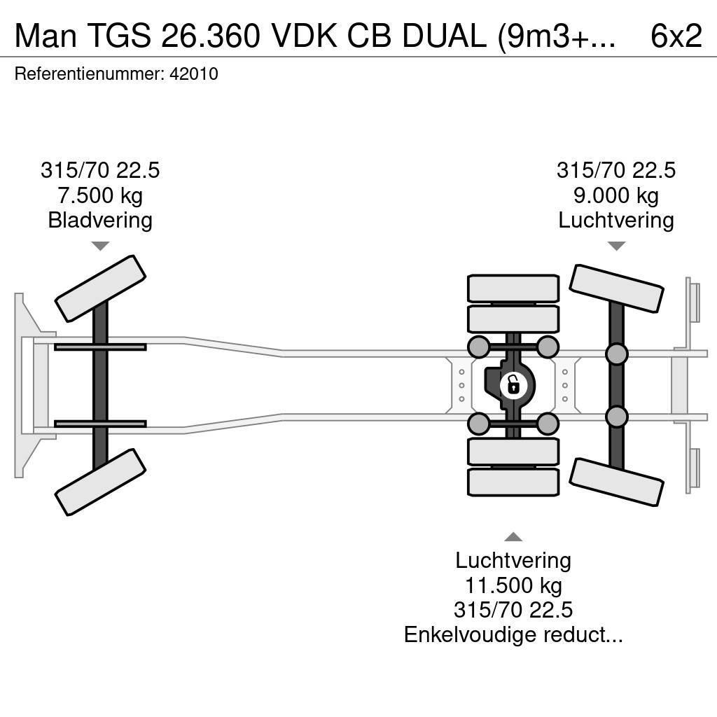MAN TGS 26.360 VDK CB DUAL (9m3+13m3) SULO weighing sy Сміттєвози