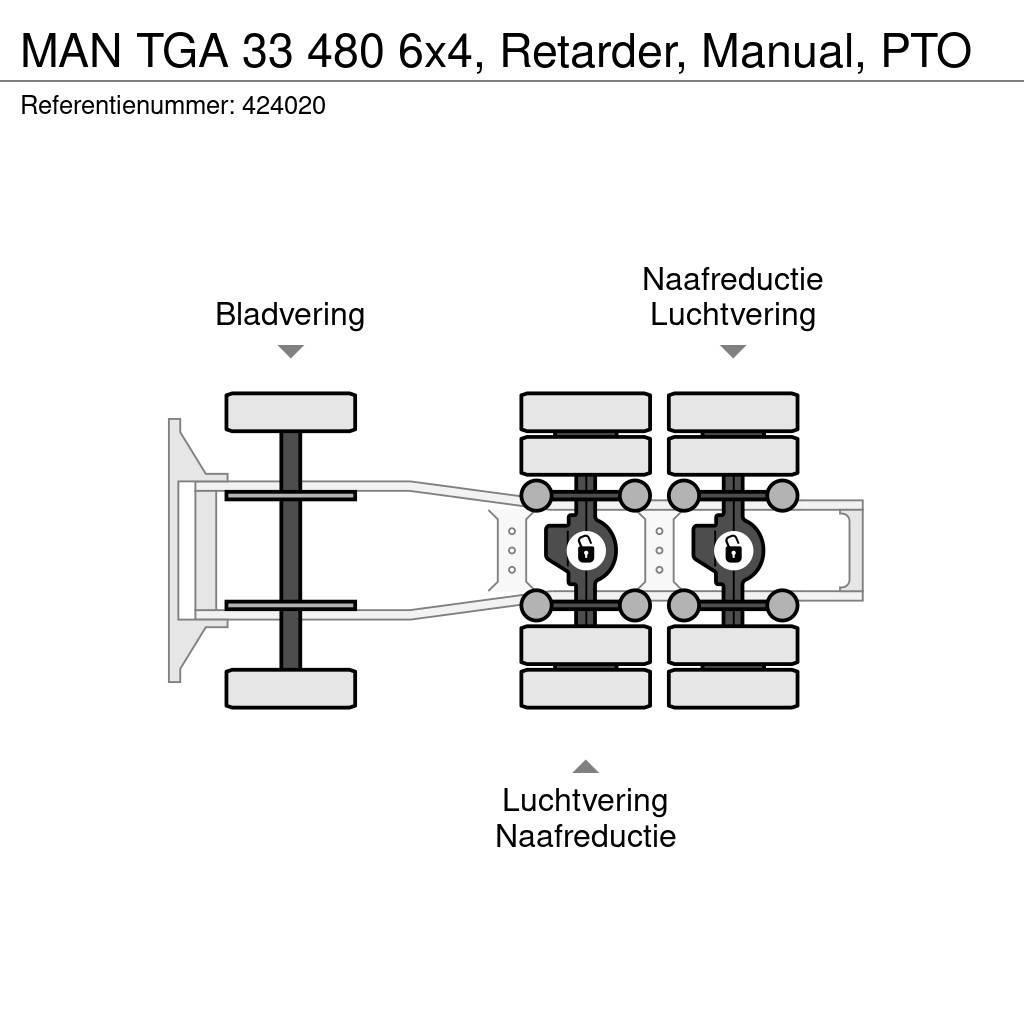 MAN TGA 33 480 6x4, Retarder, Manual, PTO Тягачі