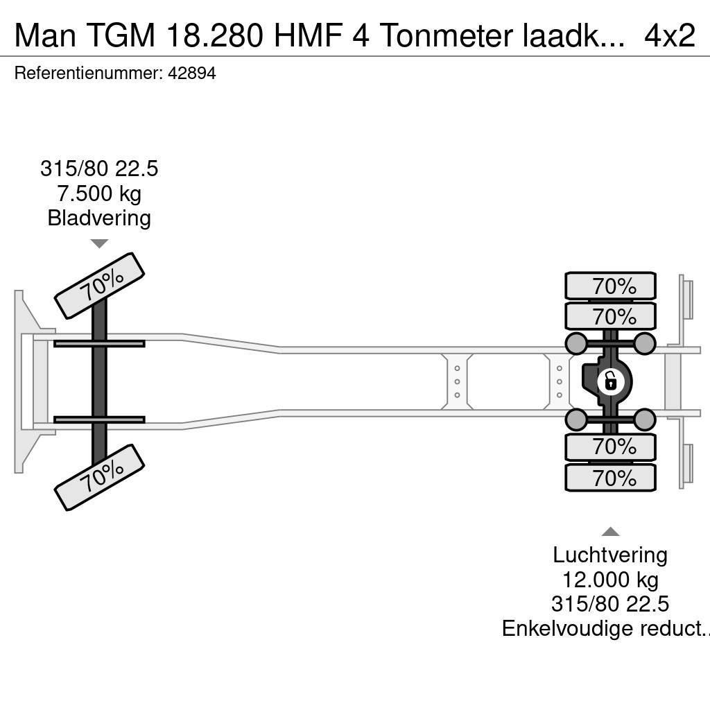 MAN TGM 18.280 HMF 4 Tonmeter laadkraan Вантажівки з гаковим підйомом