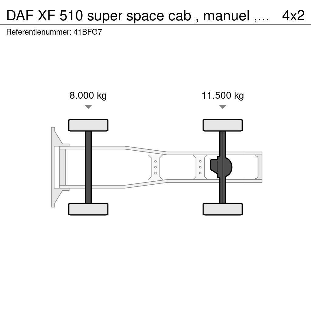 DAF XF 510 super space cab , manuel , euro 6, top cond Тягачі