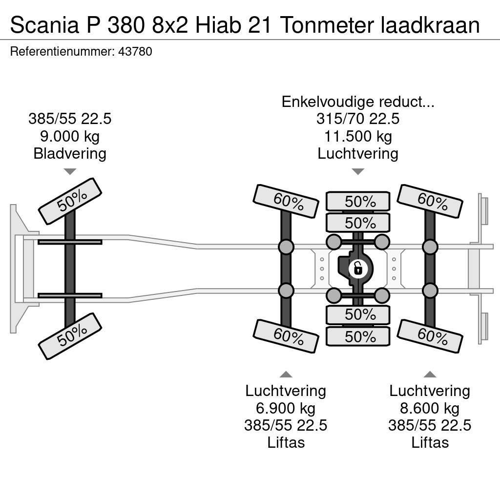Scania P 380 8x2 Hiab 21 Tonmeter laadkraan Вантажівки з гаковим підйомом
