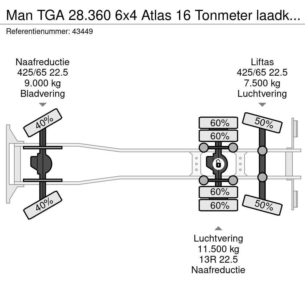 MAN TGA 28.360 6x4 Atlas 16 Tonmeter laadkraan Вантажівки з гаковим підйомом