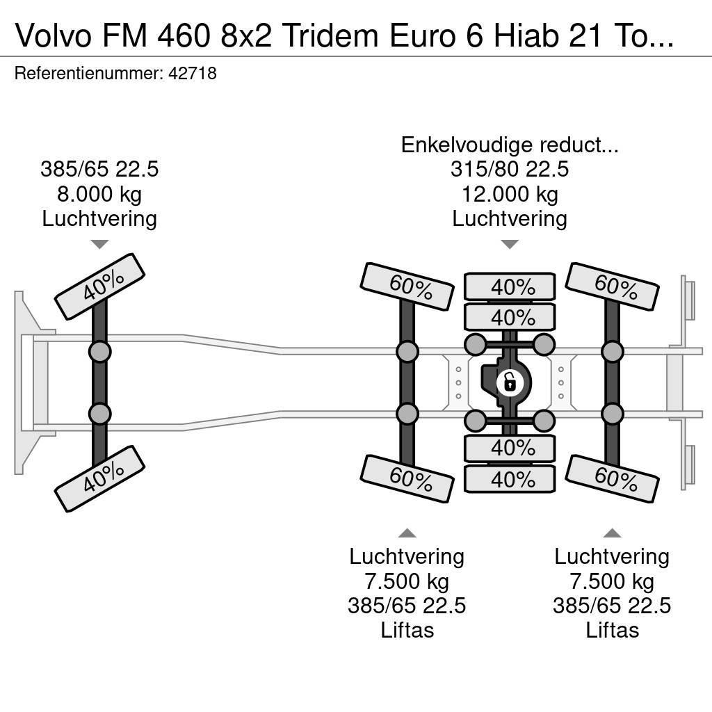 Volvo FM 460 8x2 Tridem Euro 6 Hiab 21 Tonmeter laadkraa Вантажівки з гаковим підйомом
