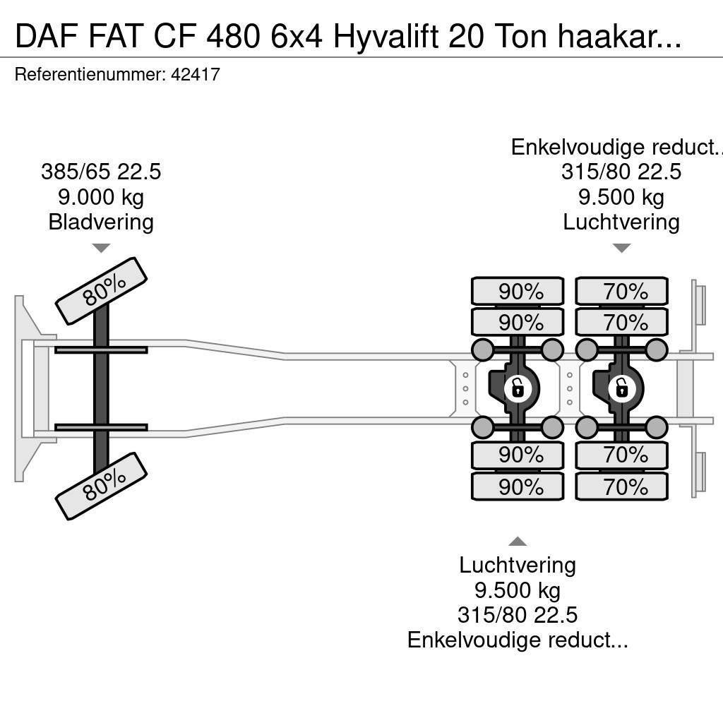 DAF FAT CF 480 6x4 Hyvalift 20 Ton haakarmsysteem Вантажівки з гаковим підйомом