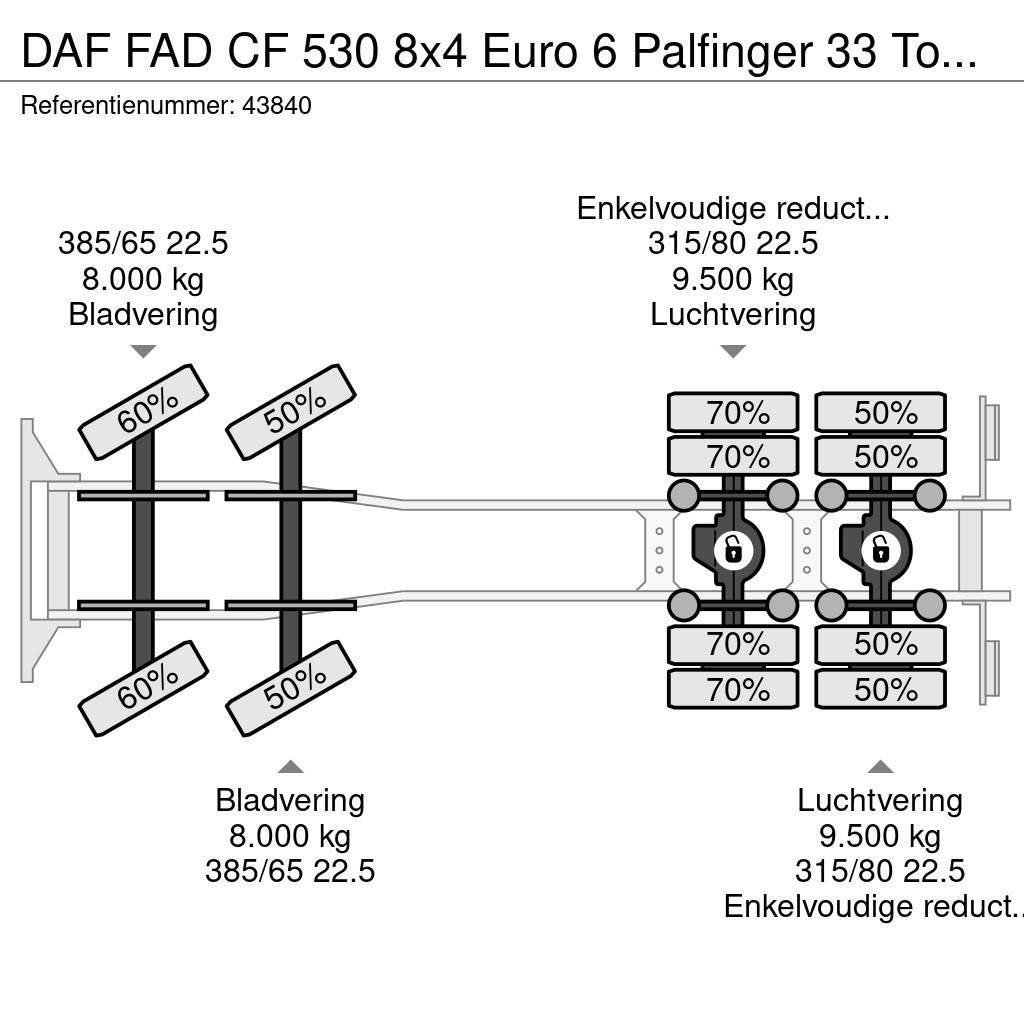 DAF FAD CF 530 8x4 Euro 6 Palfinger 33 Tonmeter laadkr Вантажівки з гаковим підйомом