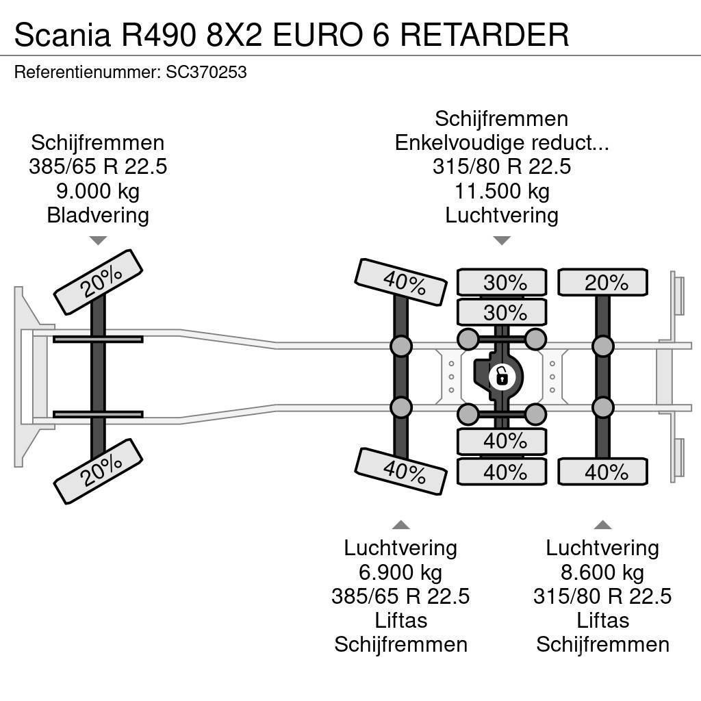 Scania R490 8X2 EURO 6 RETARDER Шасі з кабіною