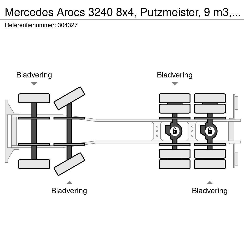 Mercedes-Benz Arocs 3240 8x4, Putzmeister, 9 m3, EURO 6 Бетономішалки (Автобетонозмішувачі)
