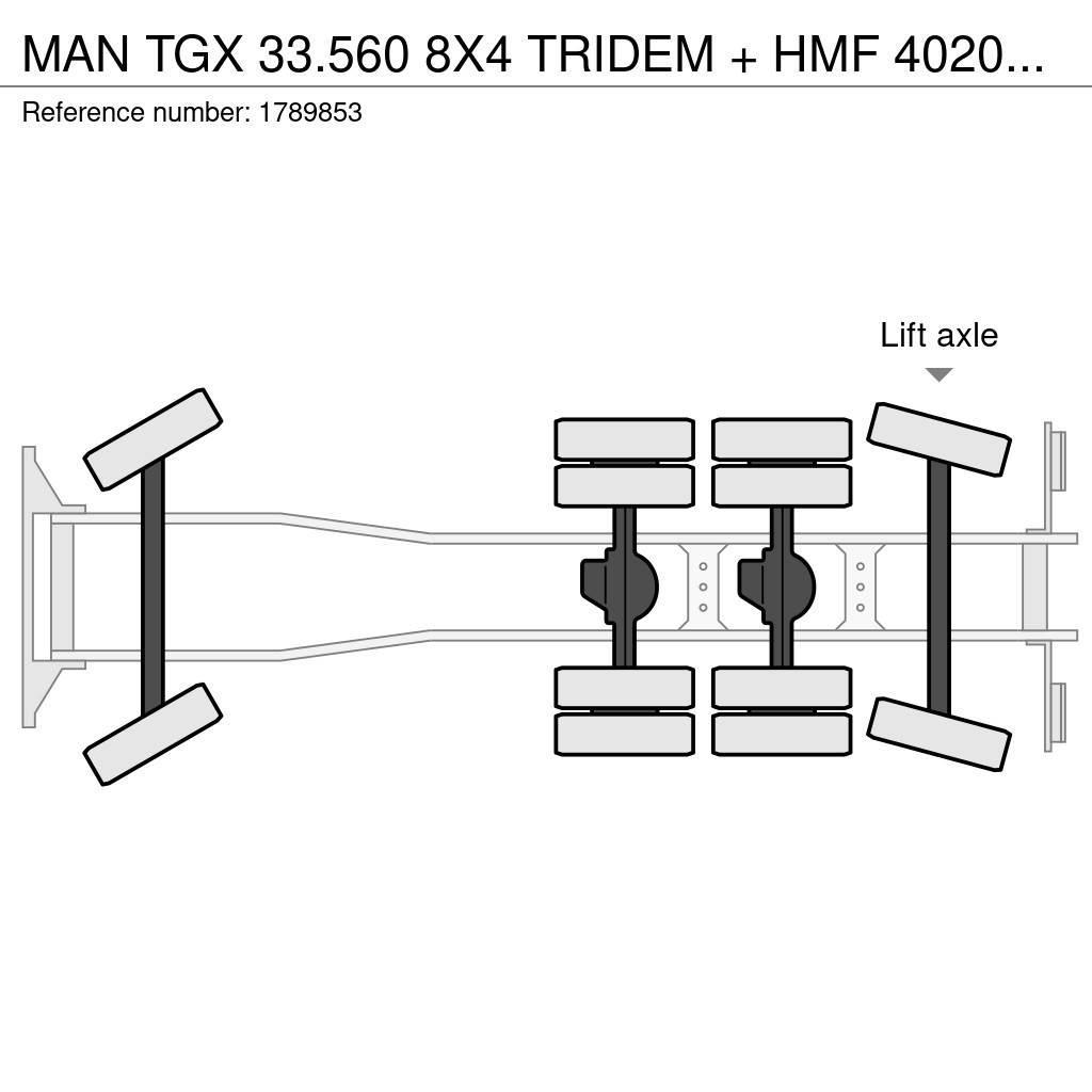 MAN TGX 33.560 8X4 TRIDEM + HMF 4020-K8 KRAAN/KRAN/CRA Автокрани