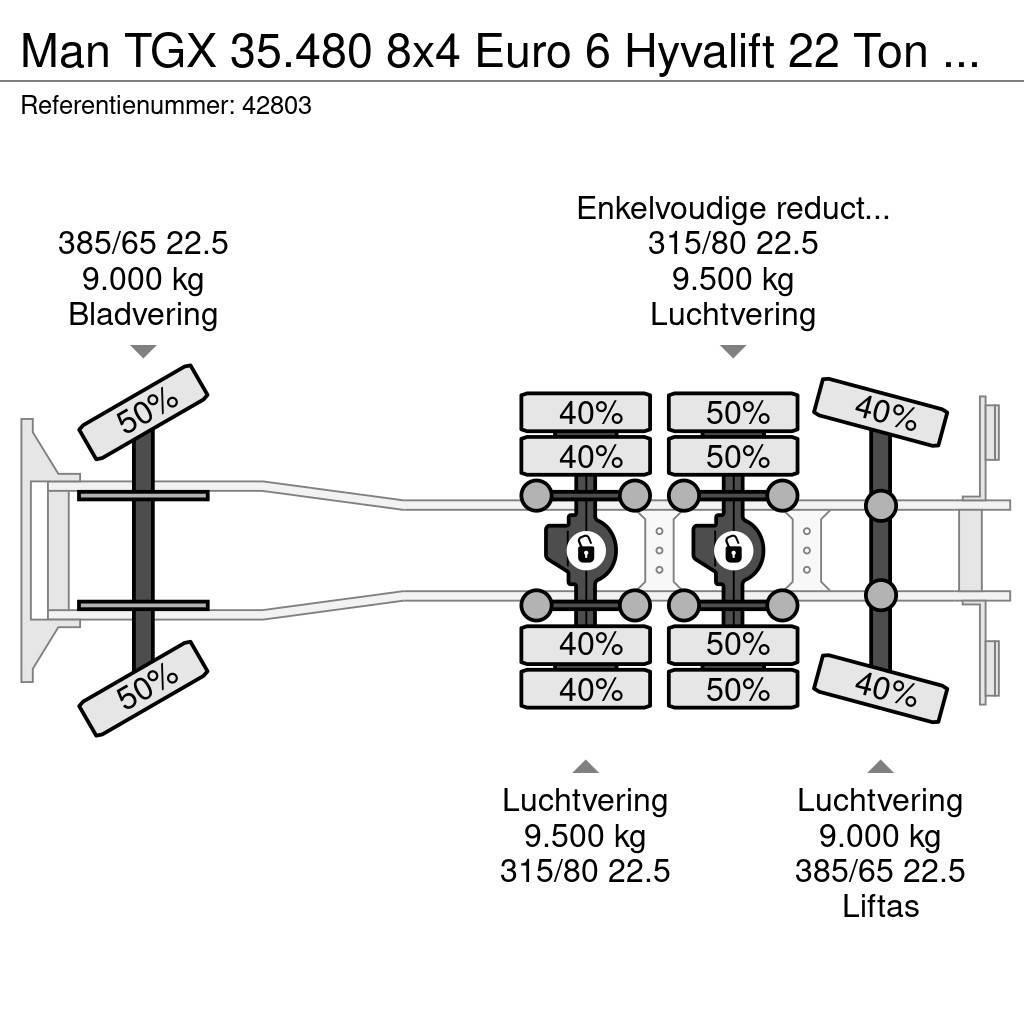 MAN TGX 35.480 8x4 Euro 6 Hyvalift 22 Ton haakarmsyste Вантажівки з гаковим підйомом