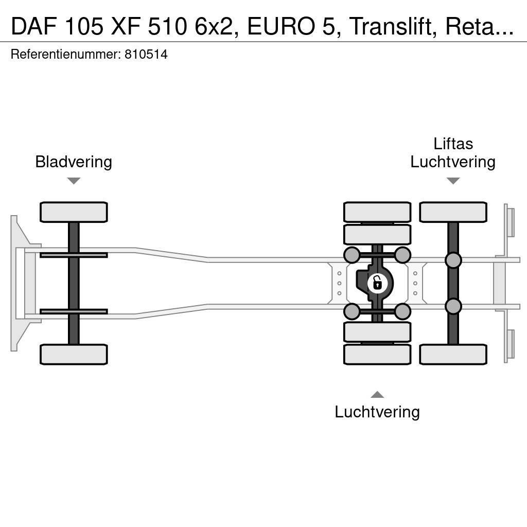 DAF 105 XF 510 6x2, EURO 5, Translift, Retarder, Manua Вантажівки з гаковим підйомом