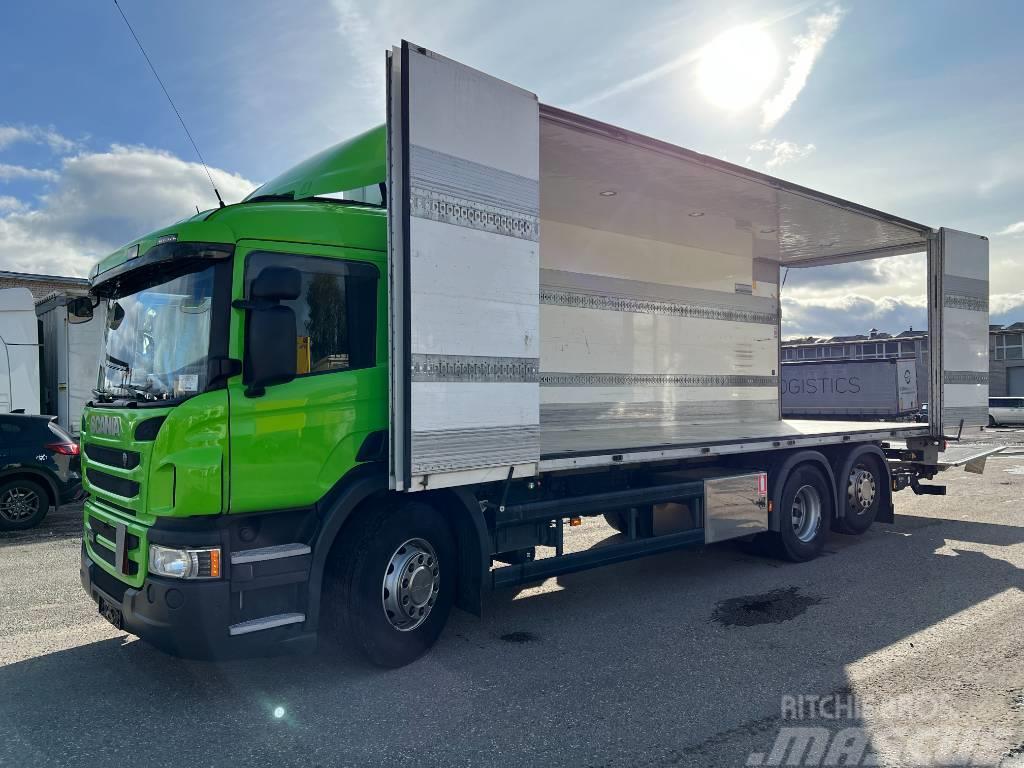 Scania P410DB6X2HNB full side open ,EURO 6, only 259935km Фургони