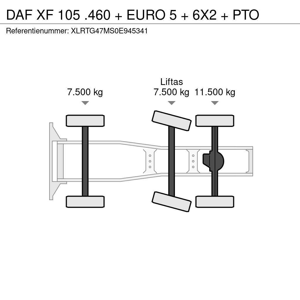 DAF XF 105 .460 + EURO 5 + 6X2 + PTO Тягачі