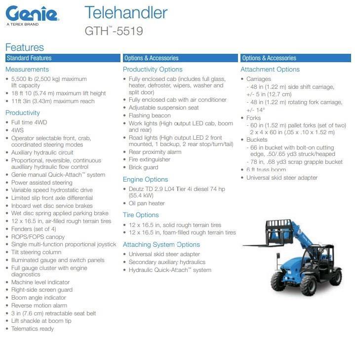Genie GTH-5519 Телескопічні навантажувачі