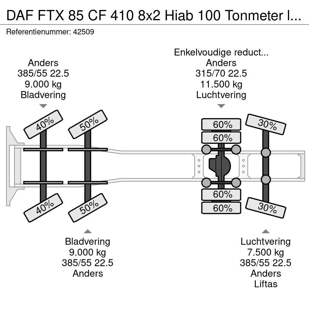 DAF FTX 85 CF 410 8x2 Hiab 100 Tonmeter laadkraan + Fl Тягачі