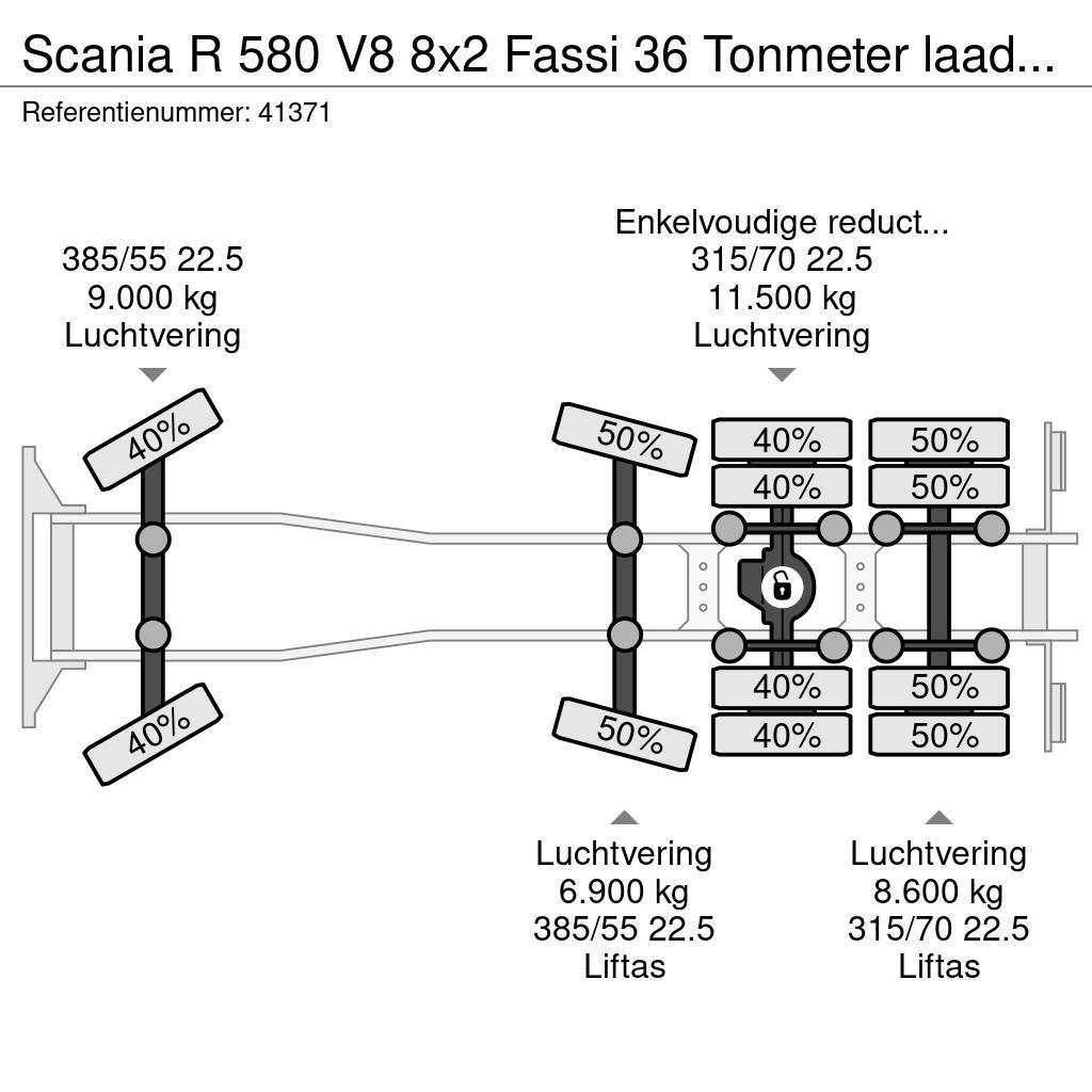 Scania R 580 V8 8x2 Fassi 36 Tonmeter laadkraan + Fly jib автокрани