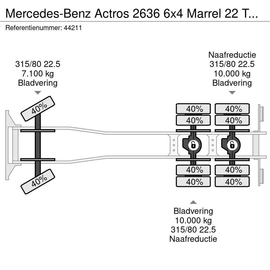 Mercedes-Benz Actros 2636 6x4 Marrel 22 Ton haakarmsysteem Manua Вантажівки з гаковим підйомом