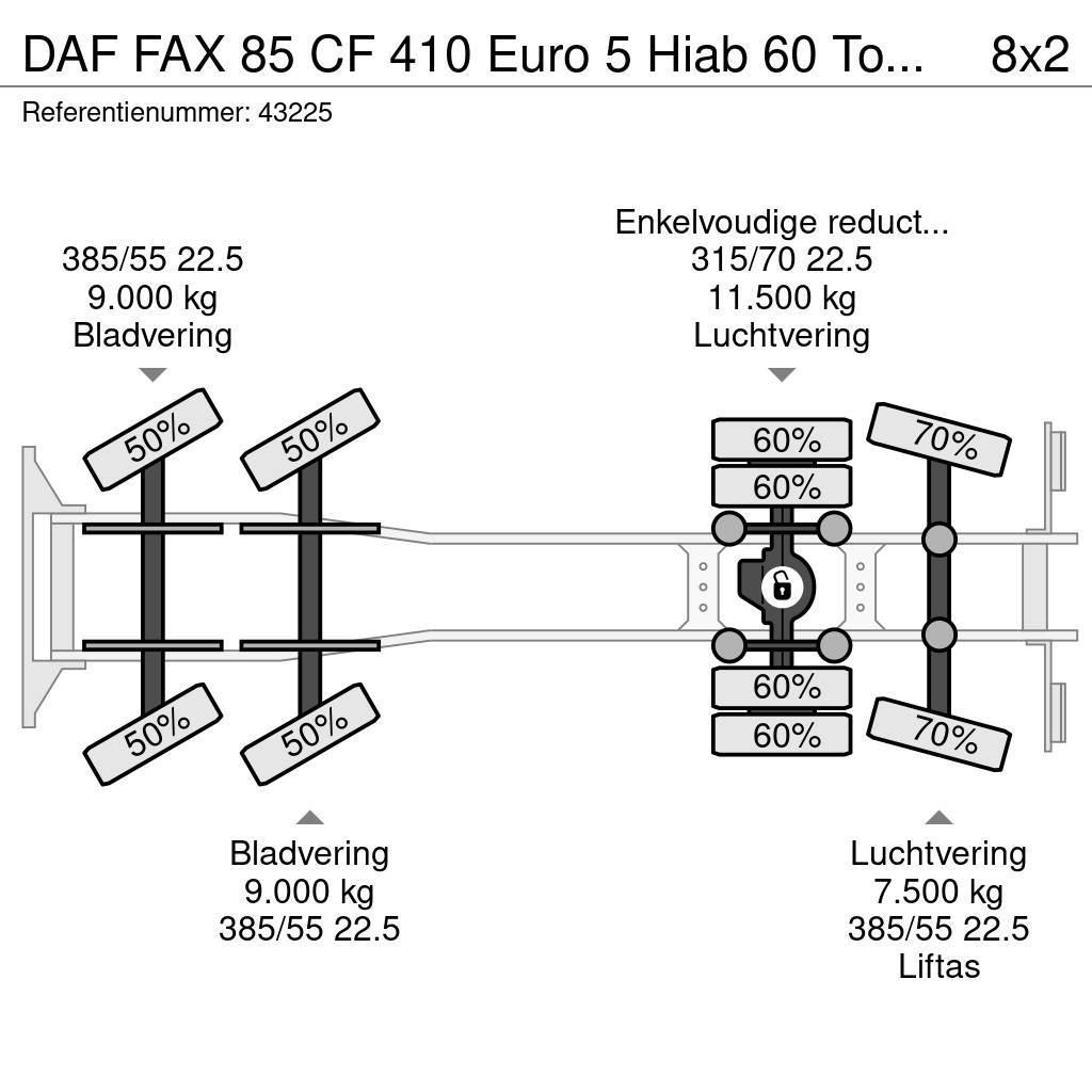 DAF FAX 85 CF 410 Euro 5 Hiab 60 Tonmeter laadkraan автокрани