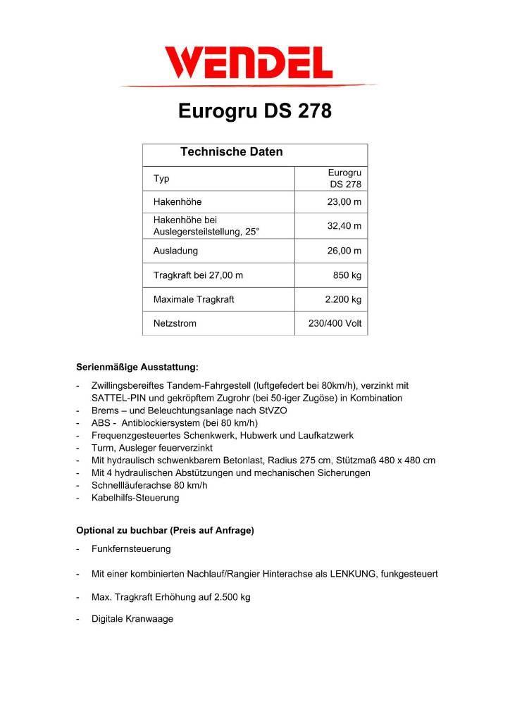 Eurogru DS 278 - Schnellbaukran Монтажний кран