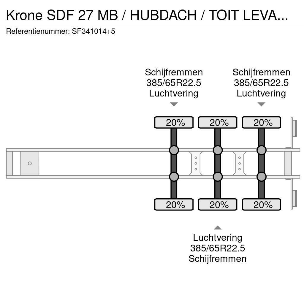 Krone SDF 27 MB / HUBDACH / TOIT LEVANT / HEFDAK / COILM Тентовані напівпричепи