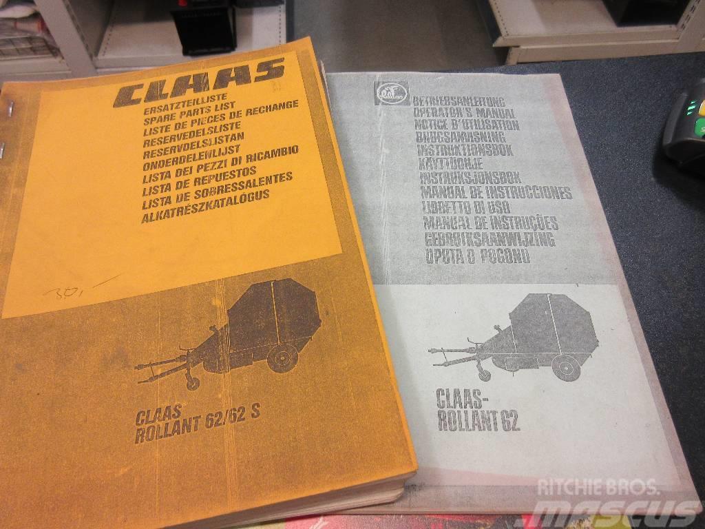 CLAAS Rollant 62 manuals / ohjekirjat Рулонні прес-підбирачі