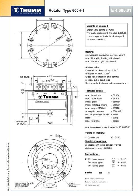 Thumm 605 H-1 Hydraulic rotator 5 Ton Ротори