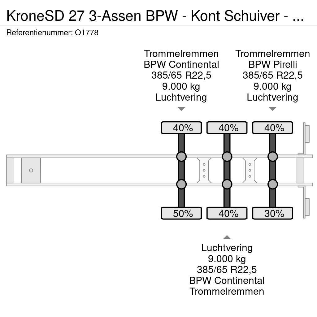 Krone SD 27 3-Assen BPW - Kont Schuiver - DrumBrakes - 5 Напівпричепи для перевезення контейнерів