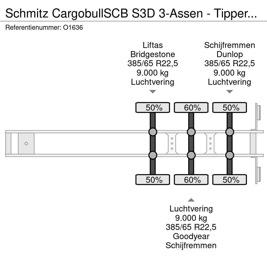 Schmitz Cargobull SCB S3D 3-Assen - Tipper 46m³ - Steel/Steel - Lift Напівпричепи-самоскиди