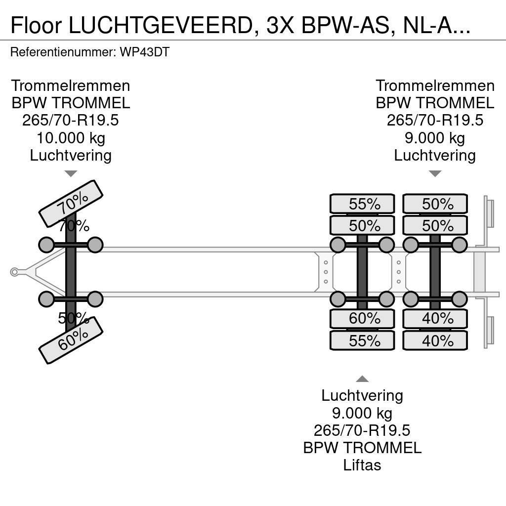 Floor LUCHTGEVEERD, 3X BPW-AS, NL-AANHANGER Причепи для перевезення контейнерів