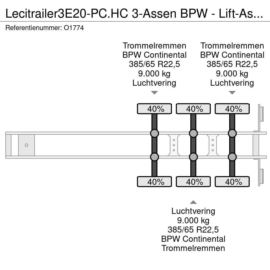 Lecitrailer 3E20-PC.HC 3-Assen BPW - Lift-As - 4800kg - 1x 20F Напівпричепи для перевезення контейнерів
