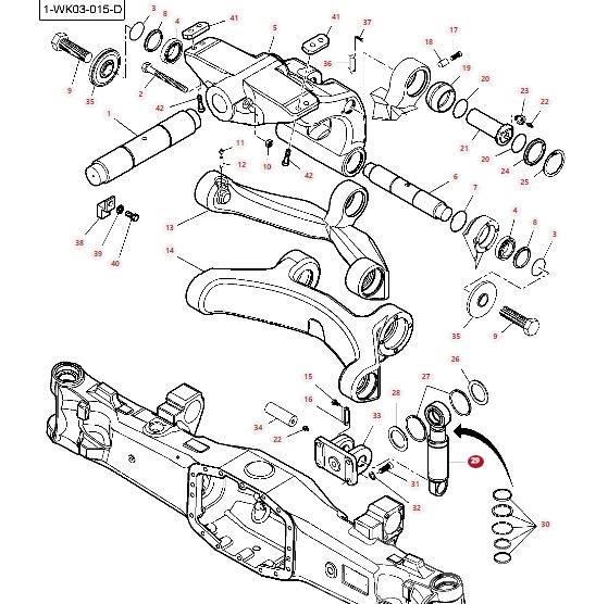 Massey Ferguson 8727 Front axle shock absorber cylinder 7700160101 Шасі