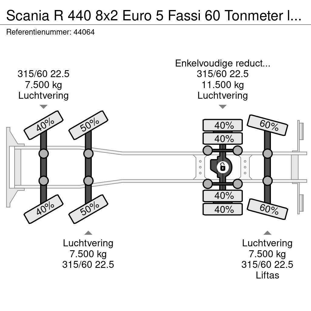Scania R 440 8x2 Euro 5 Fassi 60 Tonmeter laadkraan автокрани