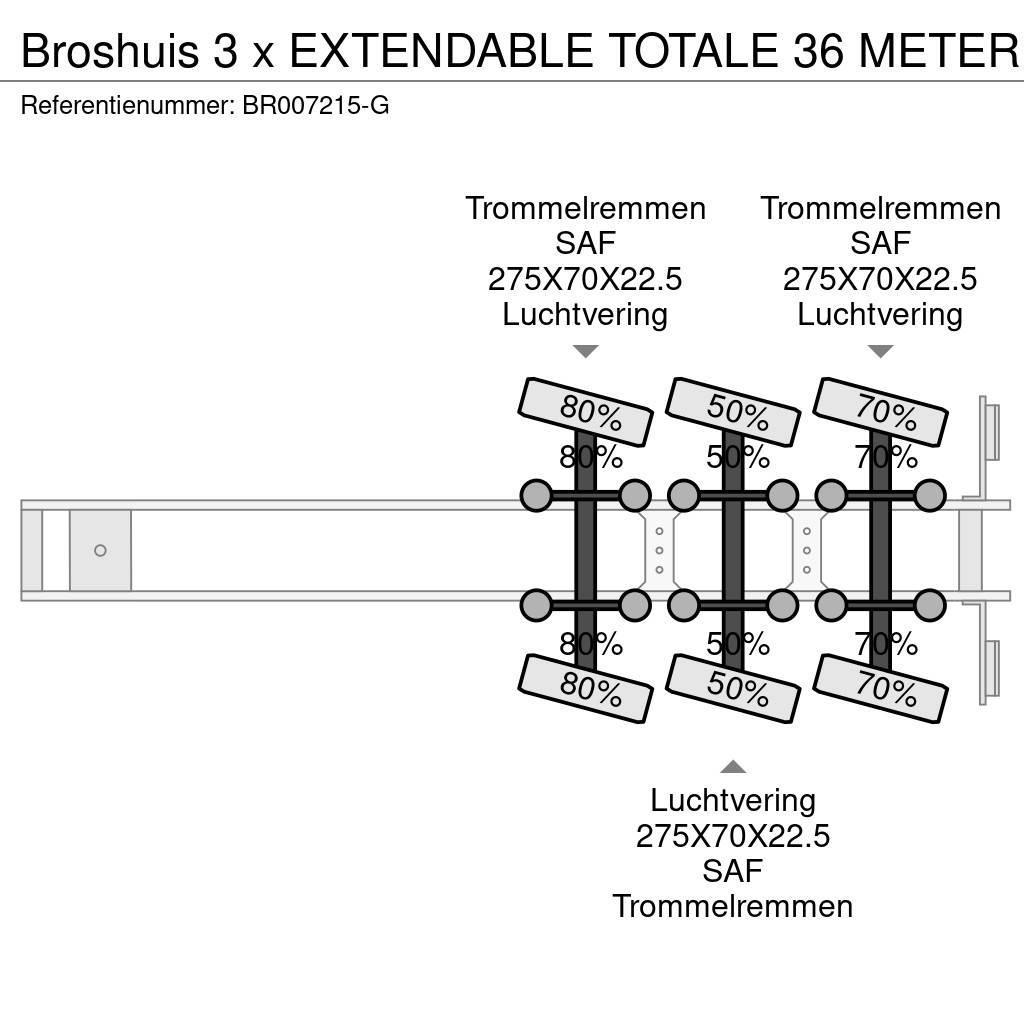 Broshuis 3 x EXTENDABLE TOTALE 36 METER Напівпричепи-платформи/бічне розвантаження