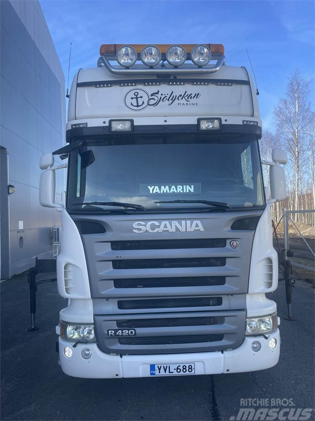 Scania R 420 4x2-3700 Topline + PM 12.5 S nosturi radioll Автокрани