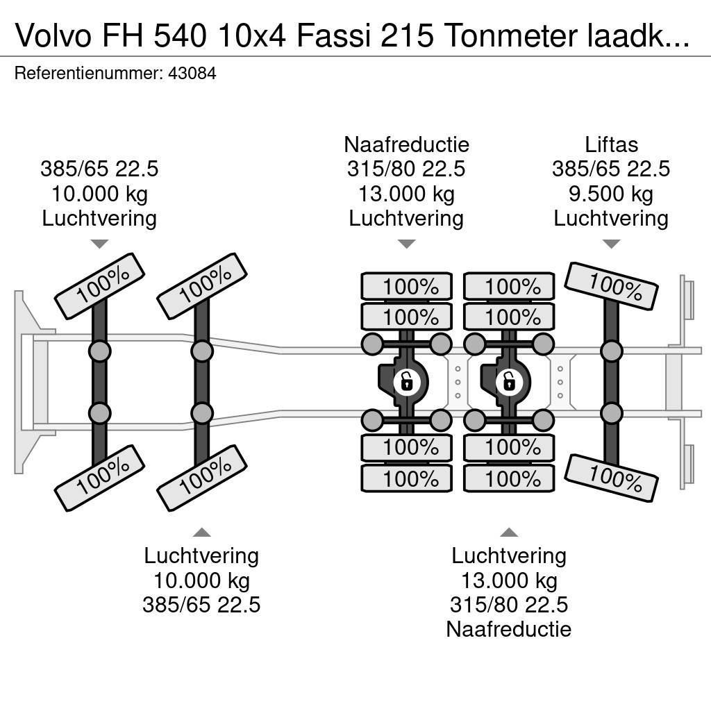Volvo FH 540 10x4 Fassi 215 Tonmeter laadkraan + Fly-Jib автокрани
