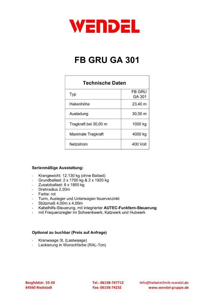 FB GRU GA 301 - Turmdrehkran - Baukran - Kran Баштові крани