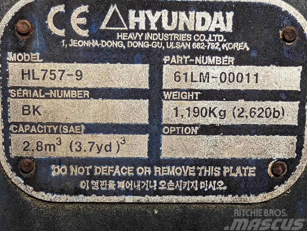 Hyundai WLoader Bucket HL 757-9 Інше обладнання
