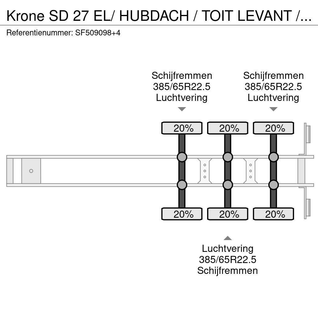 Krone SD 27 EL/ HUBDACH / TOIT LEVANT / HEFDAK / COIL / Тентовані напівпричепи